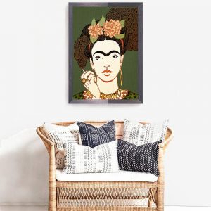 Frida Kahlo and Cigarette Dark Green BG Poster - Artfield Shop