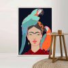 Frida Kahlo And Parrots Black BG Mockup 08