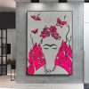 Frida Kahlo And Red Flowers Butterfly Mockup 15