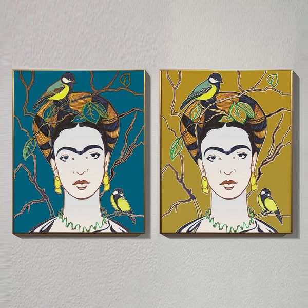 Set of 2 Frida Kahlo And Tit Turquoise And Yellow Mockup 09
