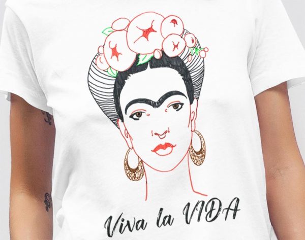 Tshirt Frida Kahlo Big Flower Viva La Vida Mockup 09