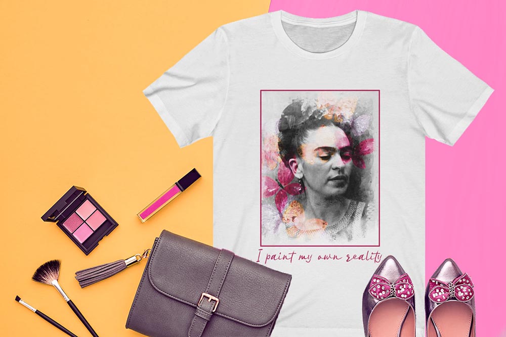 Frida Kahlo and Butterfly with Quote I paint my own reality T-shirt ...