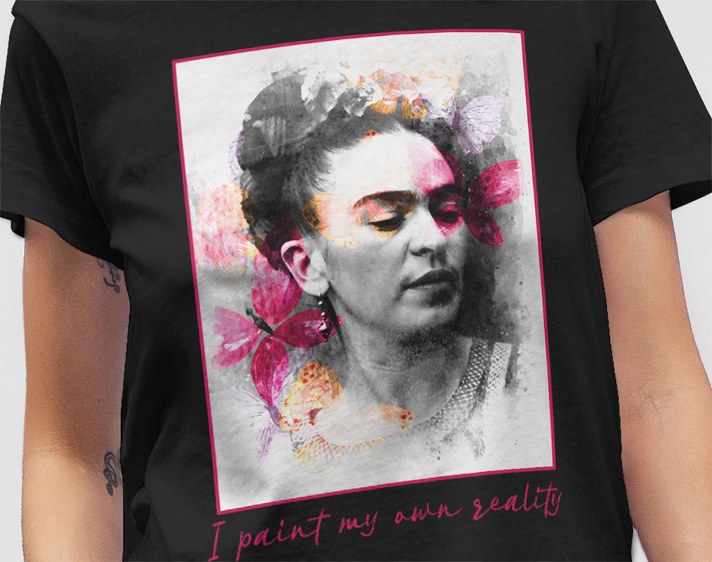 Frida Kahlo and Butterfly with Quote I paint my own reality T-shirt ...