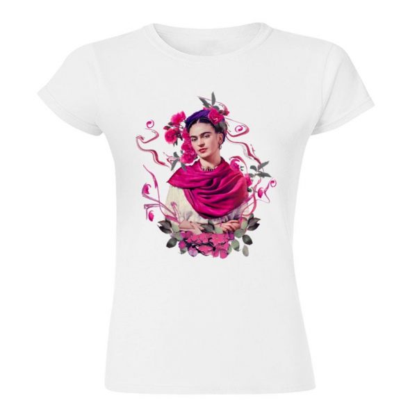 Frida and Flowers on face T-shirt Mockup 001